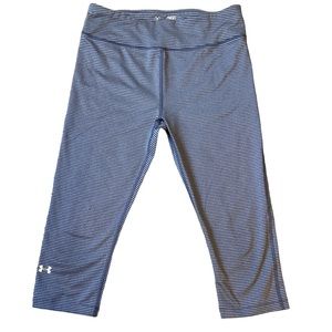 Under Armour Heatgear Compression Athletic Pant Cropped Blue Stripe | Size M